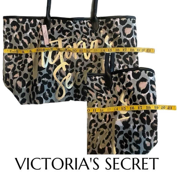 Victoria's Secret AUTHENTIC Leopard Print Tote with Gold Foil NWT - Picture 8 of 16